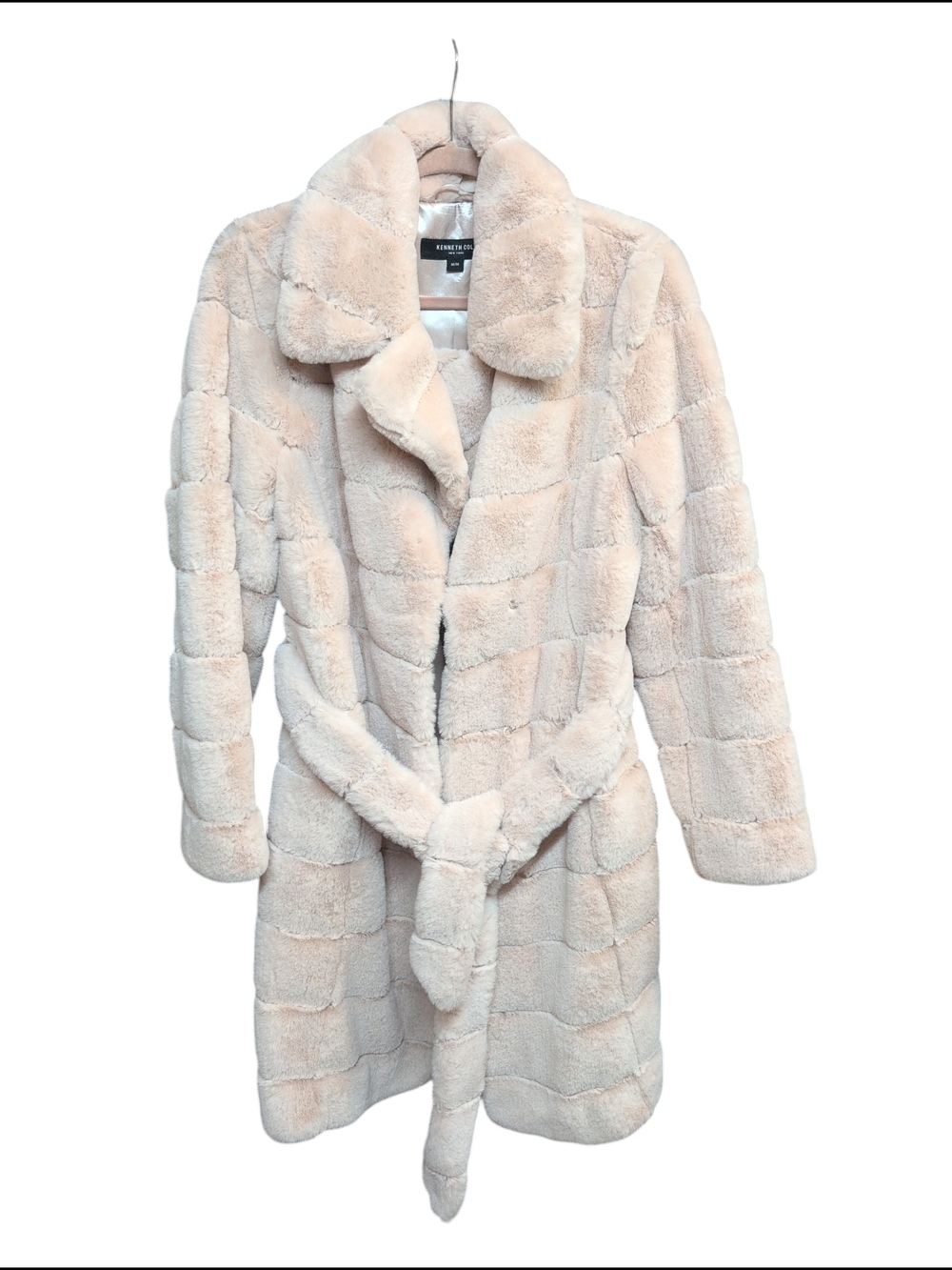 Kenneth Cole Light Cream Plush Faux Fur Coat